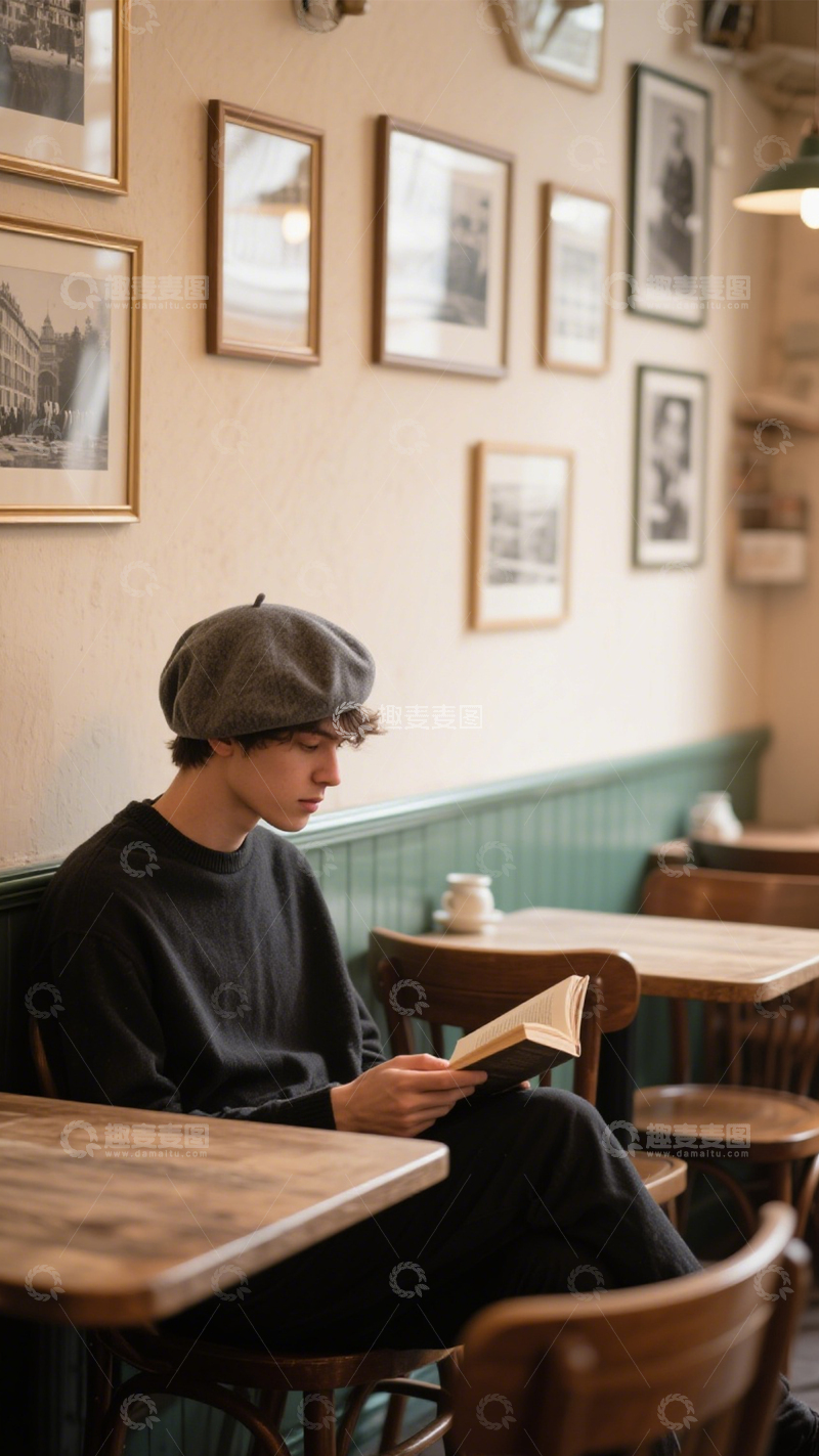 高清大图下载【趣麦麦图】复古贝雷帽时尚休闲风