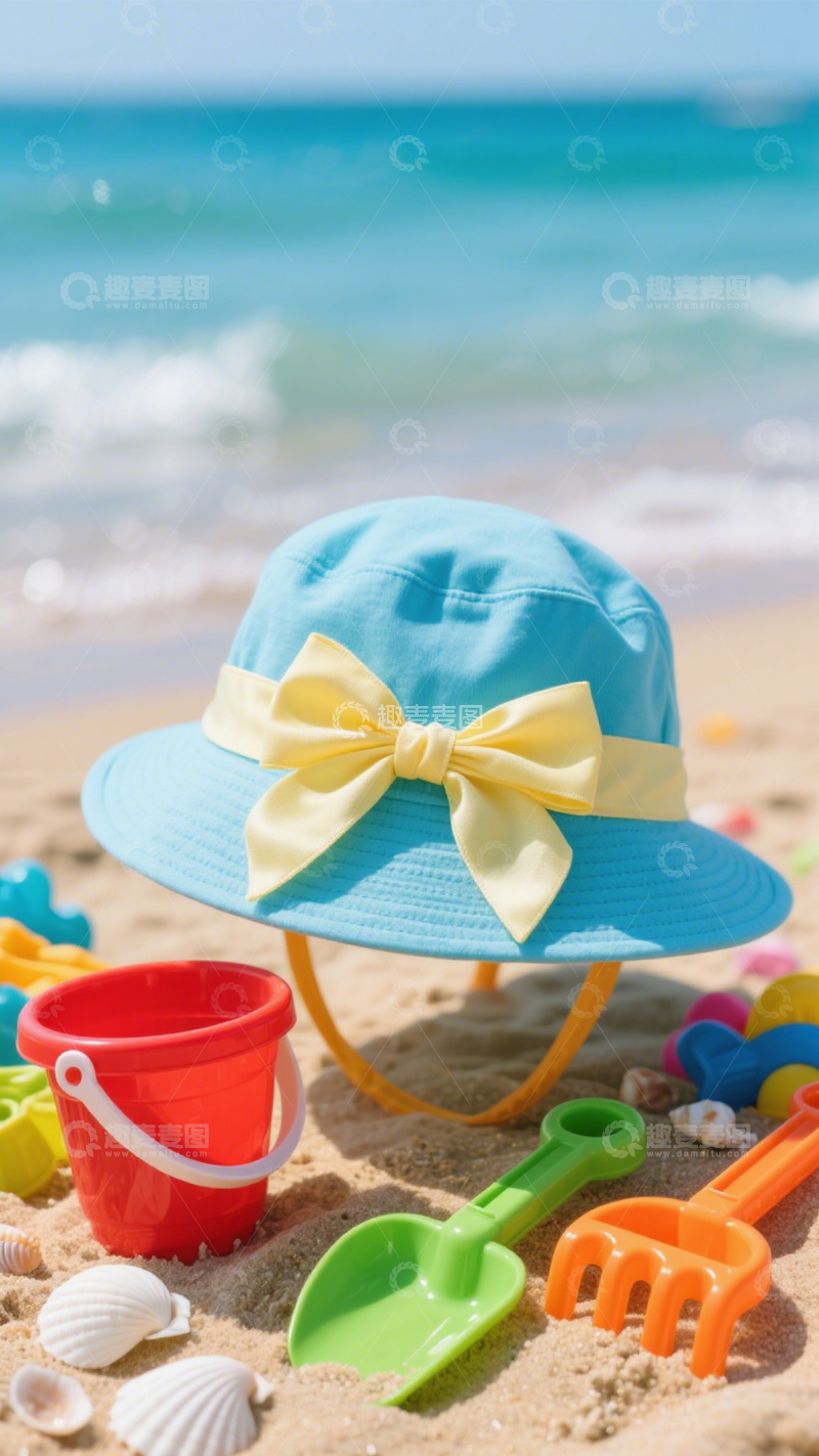 高清大图下载【趣麦麦图】海边沙滩帽度假防晒搭2