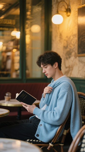 针织开衫文艺阅读风1