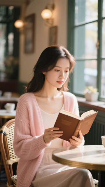 针织开衫文艺阅读风3