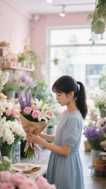 花店清新穿搭氛围1