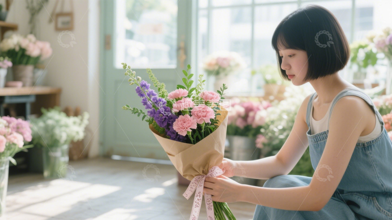 高清大图下载【趣麦麦图】花店清新穿搭氛围2