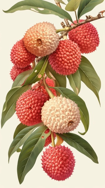 手绘一串新鲜的荔枝1