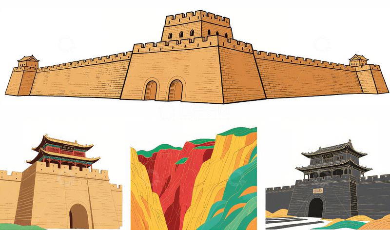 高清大图下载【趣麦麦图】榆林地标建筑红石峡镇北台素材1