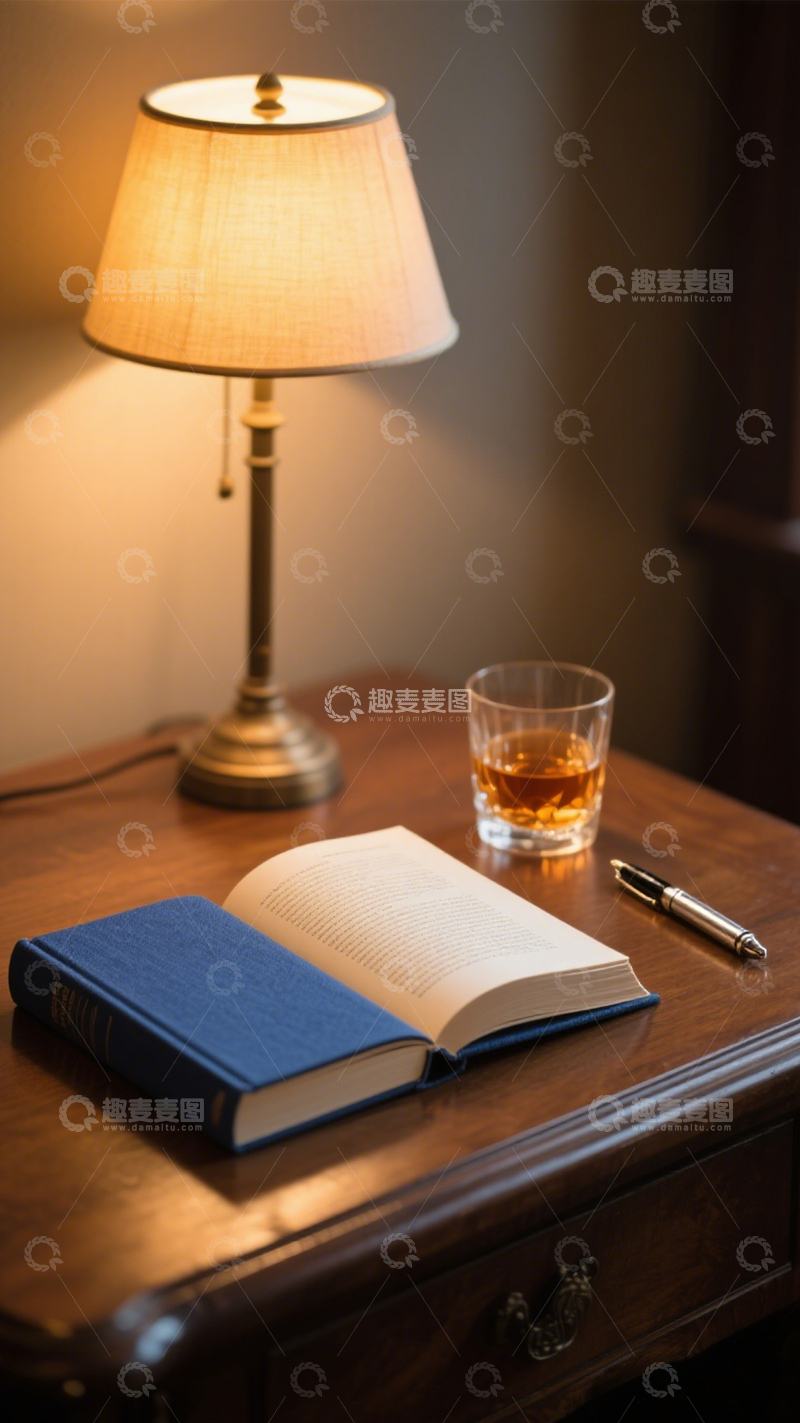 高清大图下载【趣麦麦图】阅读时光静谧夜晚