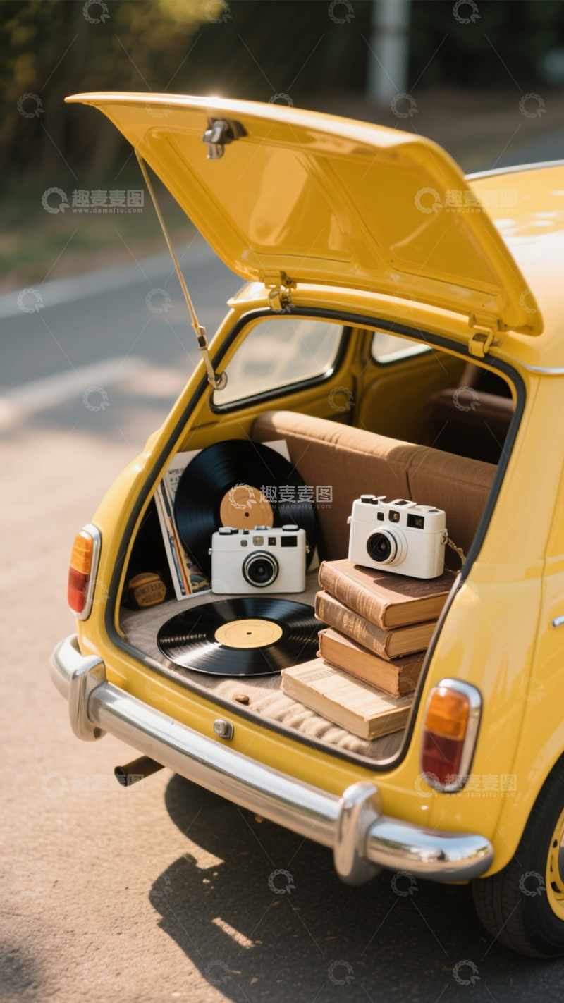 高清大图下载【趣麦麦图】复古汽车文艺行囊