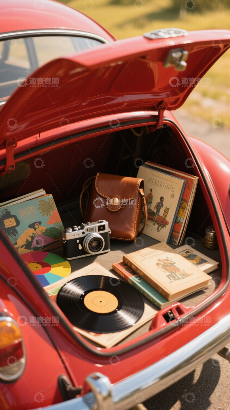 高清大图下载【趣麦麦图】复古汽车文艺行囊1