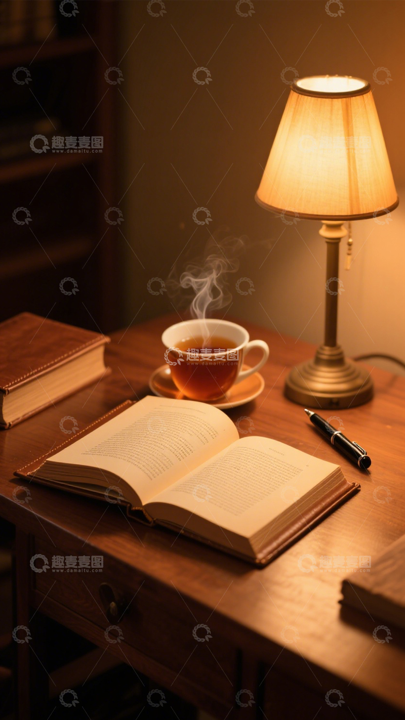 高清大图下载【趣麦麦图】阅读时光静谧夜晚3