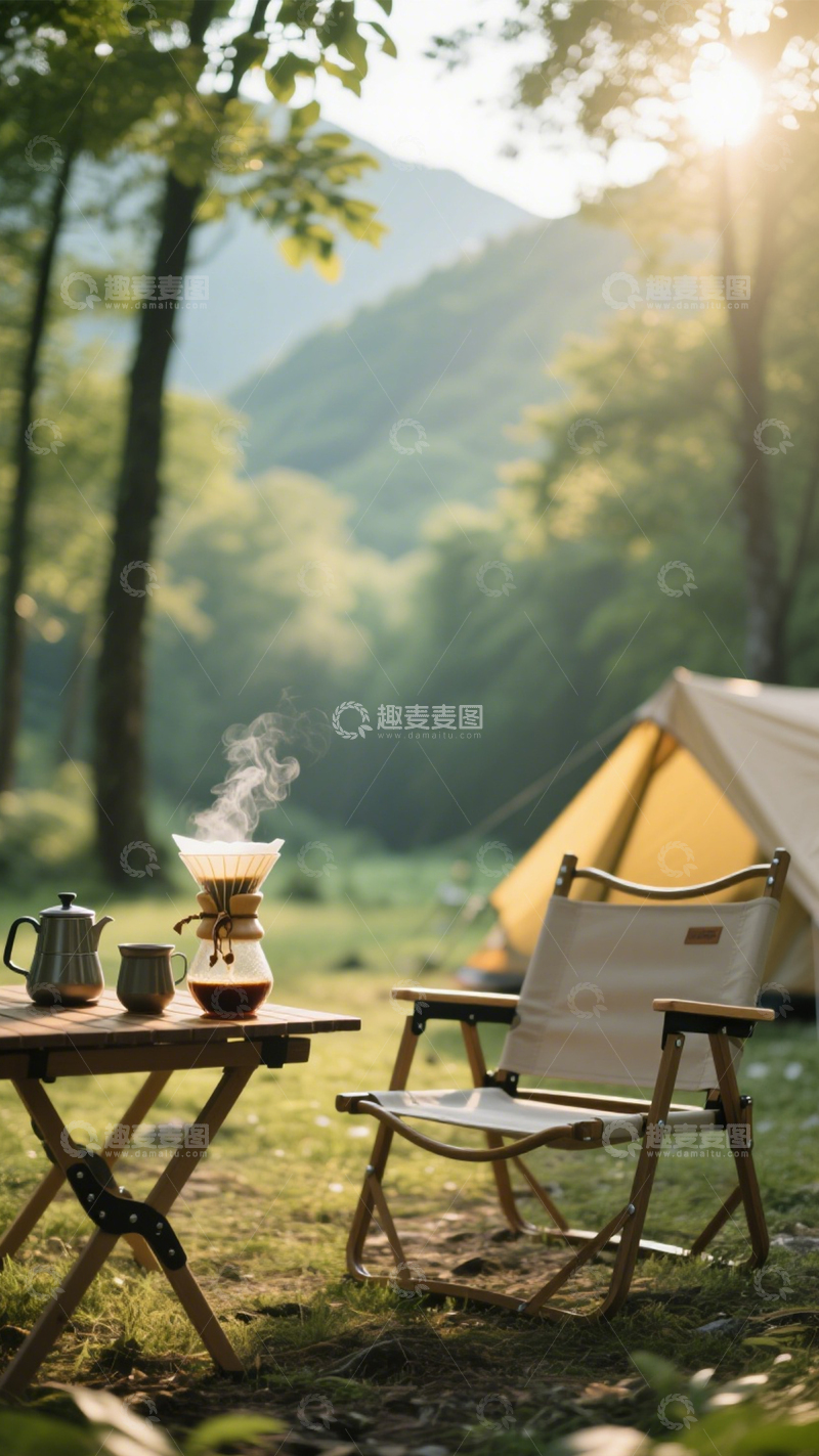 高清大图下载【趣麦麦图】户外露营咖啡时光