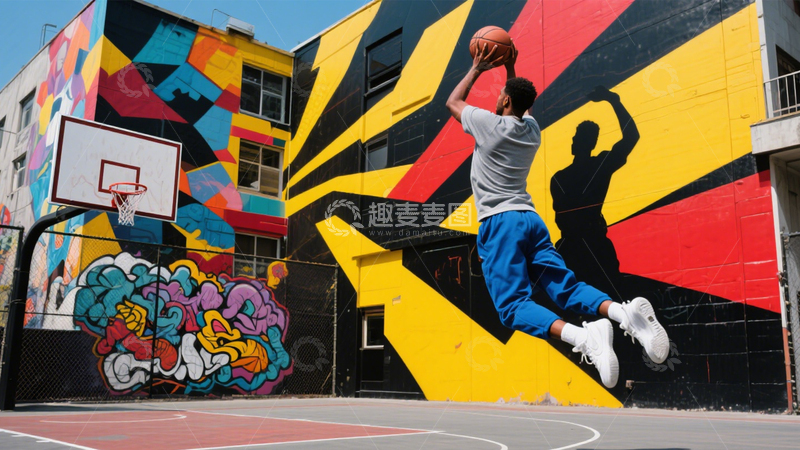 高清大图下载【趣麦麦图】街头篮球活力涂鸦1