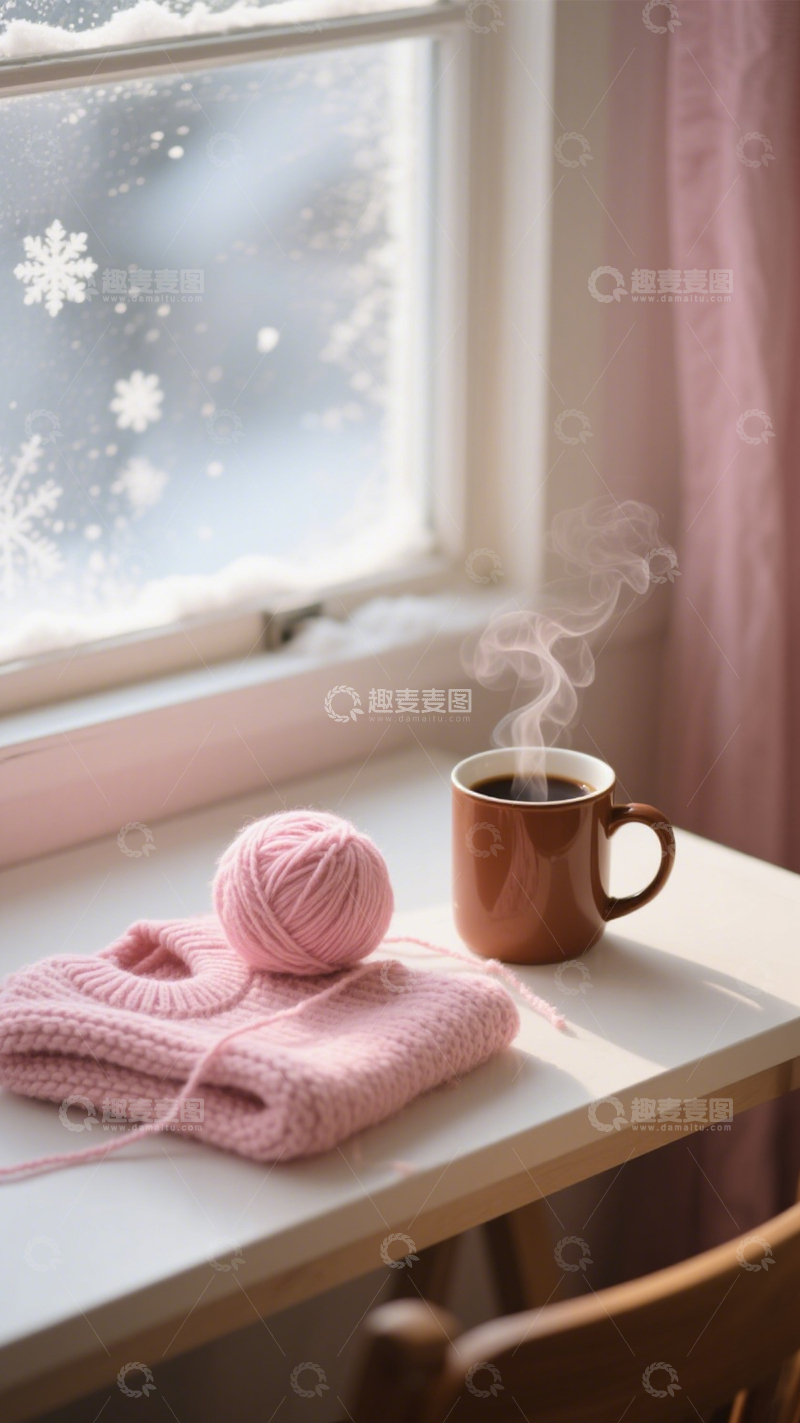 高清大图下载【趣麦麦图】冬日窗台温暖时光​1