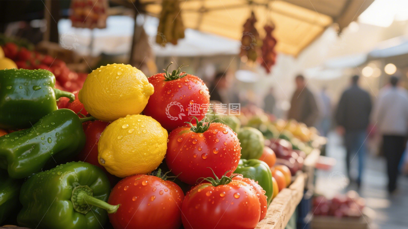高清大图下载【趣麦麦图】集市新鲜蔬果堆叠​3