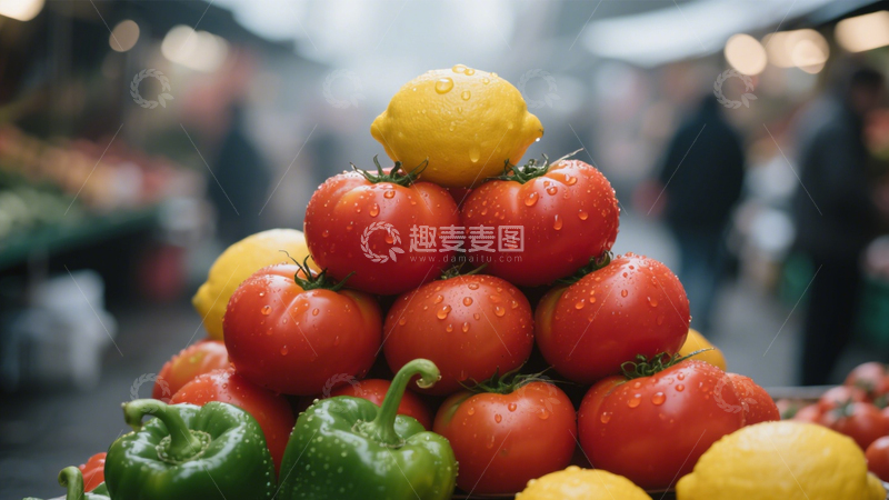 高清大图下载【趣麦麦图】集市新鲜蔬果堆叠​
