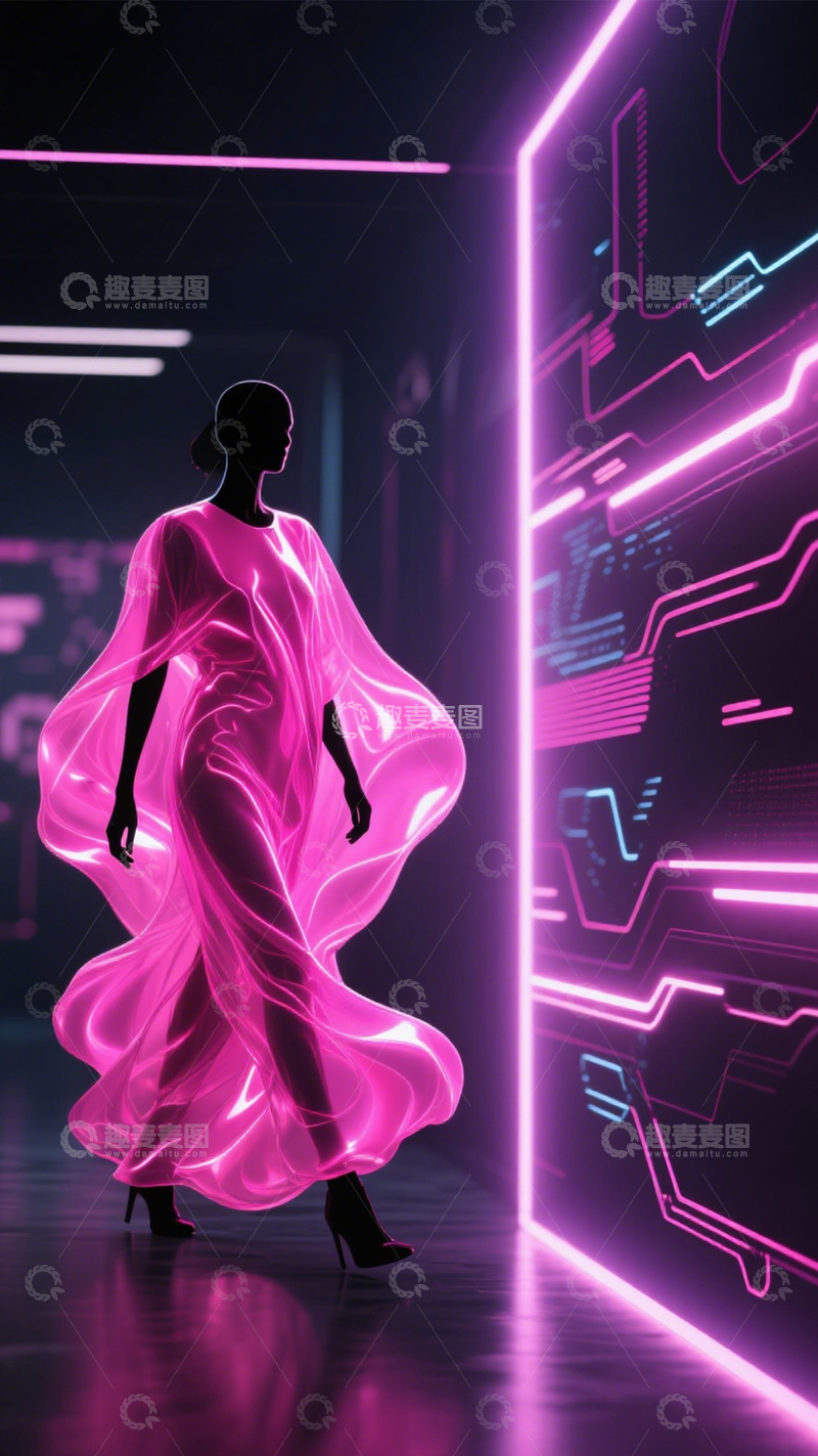 高清大图下载【趣麦麦图】霓虹科技时尚漫步​3