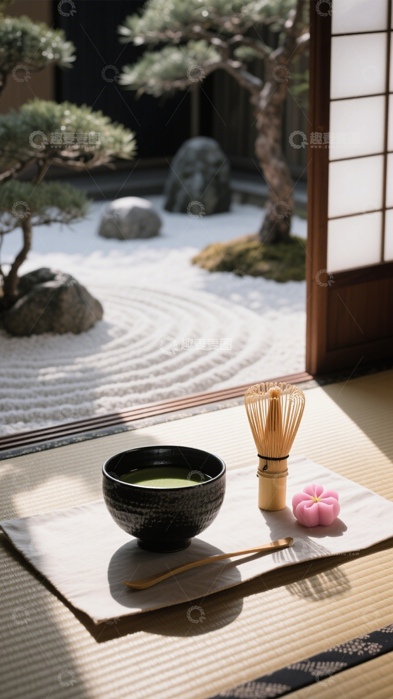 高清大图下载【趣麦麦图】日式庭院抹茶宁静​