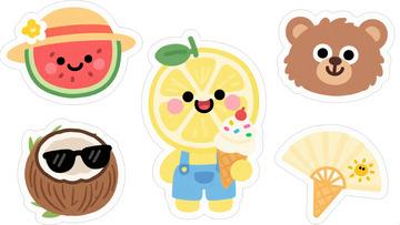 夏日卡通贴纸装饰元素