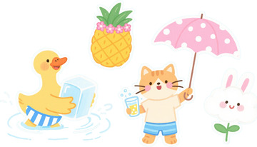 夏日通贴纸装饰元素