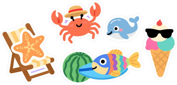 夏日卡通贴纸装饰元素1