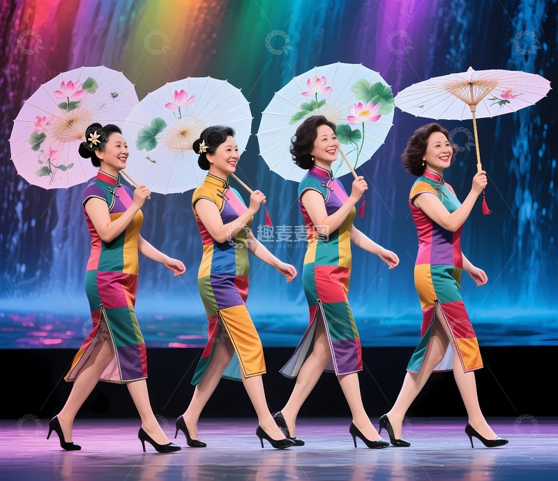 高清大图下载【趣麦麦图】中老年女性旗袍走秀1