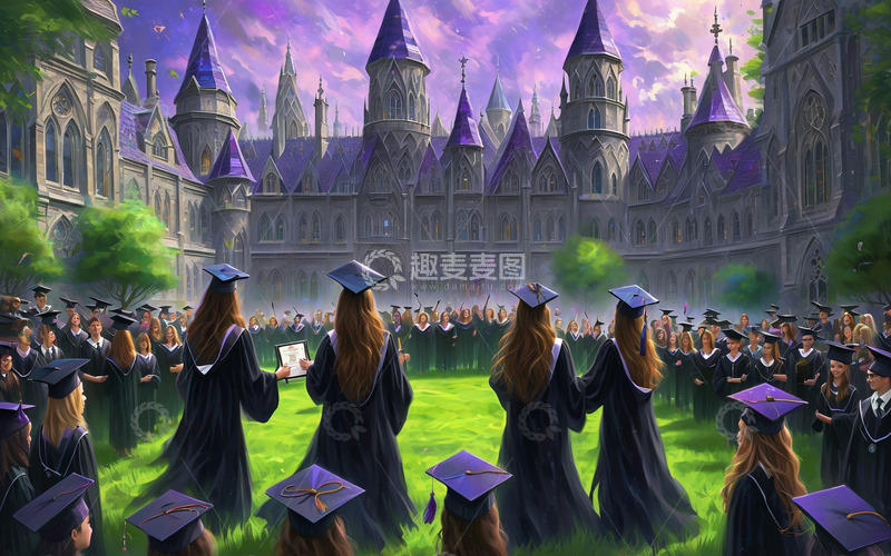 高清大图下载【趣麦麦图】毕业典礼海报背景