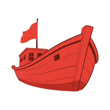 红色船剪影免抠元素5