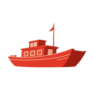 红色船剪影免抠元素2