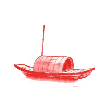 红色船剪影免抠元素6