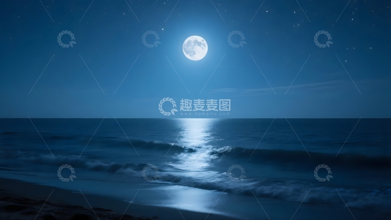 高清大图下载【趣麦麦图】月夜海的静谧之美4