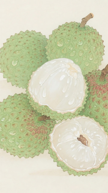 复古荔枝插画 1