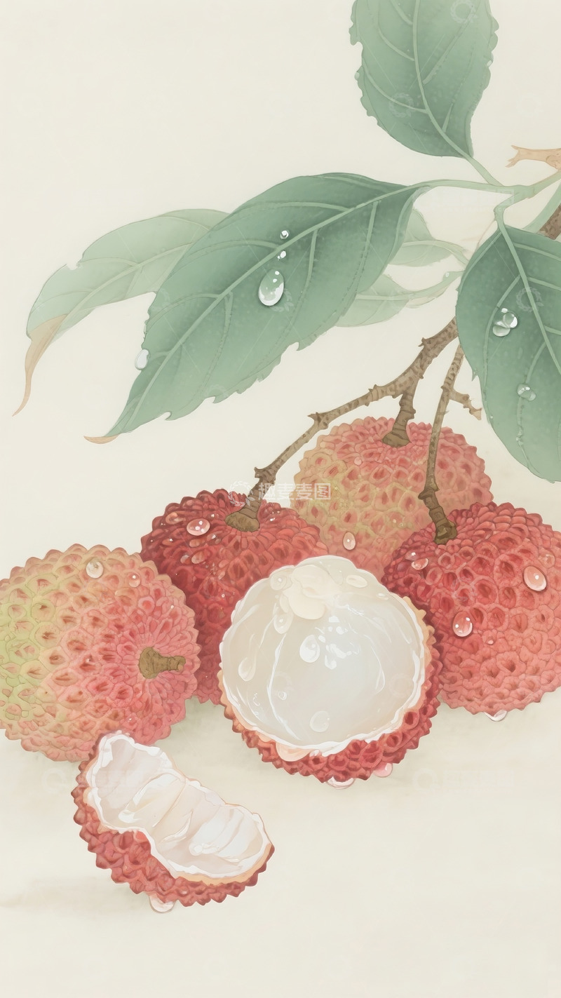 高清大图下载【趣麦麦图】复古荔枝插画4