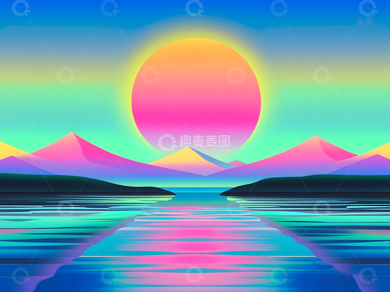 高清大图下载【趣麦麦图】炫彩落日背景