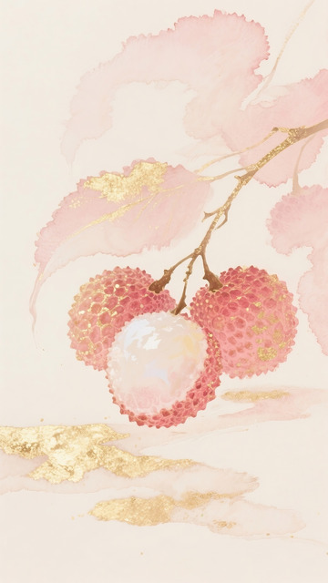 金箔荔枝插画 