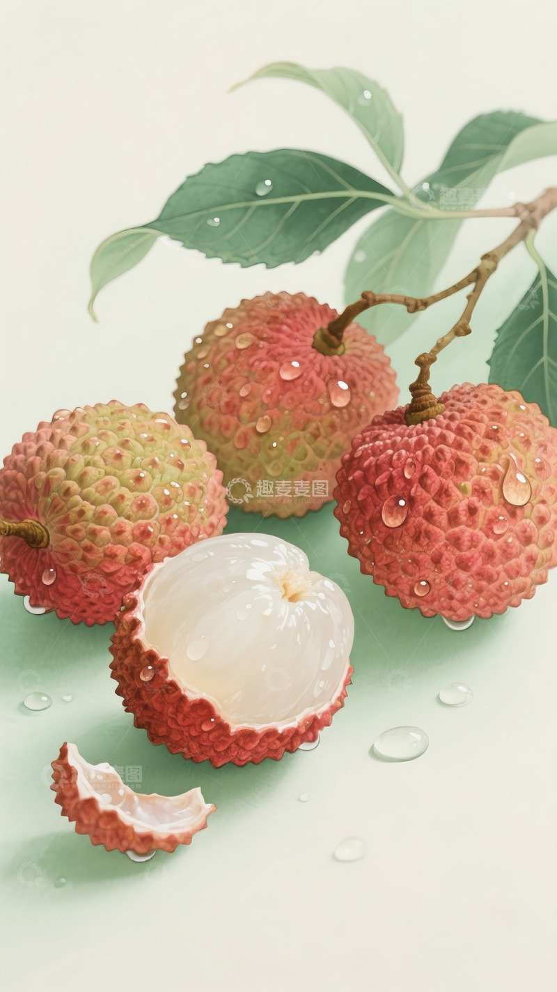 高清大图下载【趣麦麦图】复古荔枝插画5