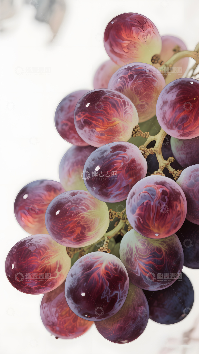 高清大图下载【趣麦麦图】葡萄写实插画