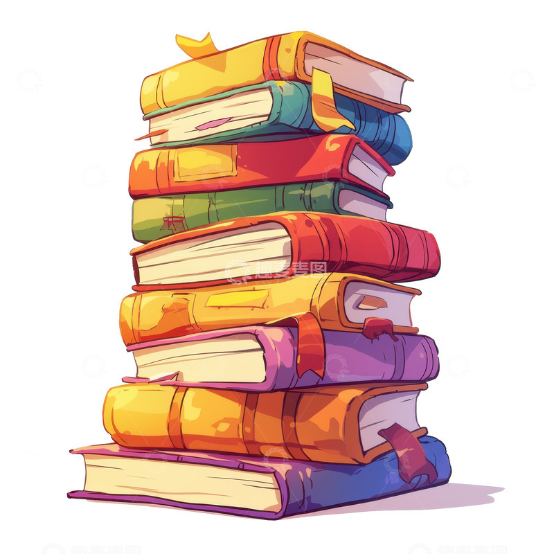 高清大图下载【趣麦麦图】卡通简约一摞书籍1