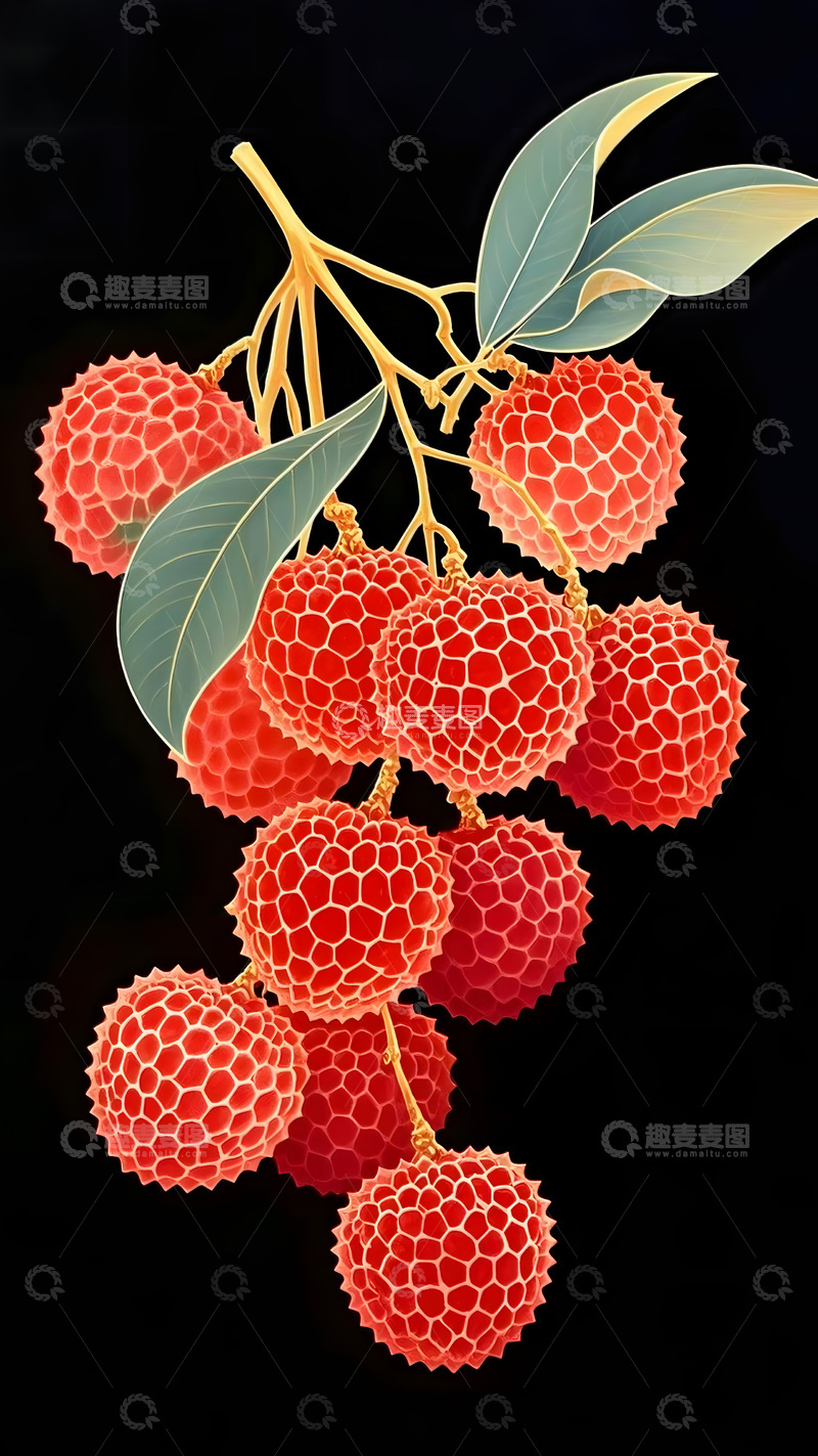高清大图下载【趣麦麦图】水果荔枝平面插画