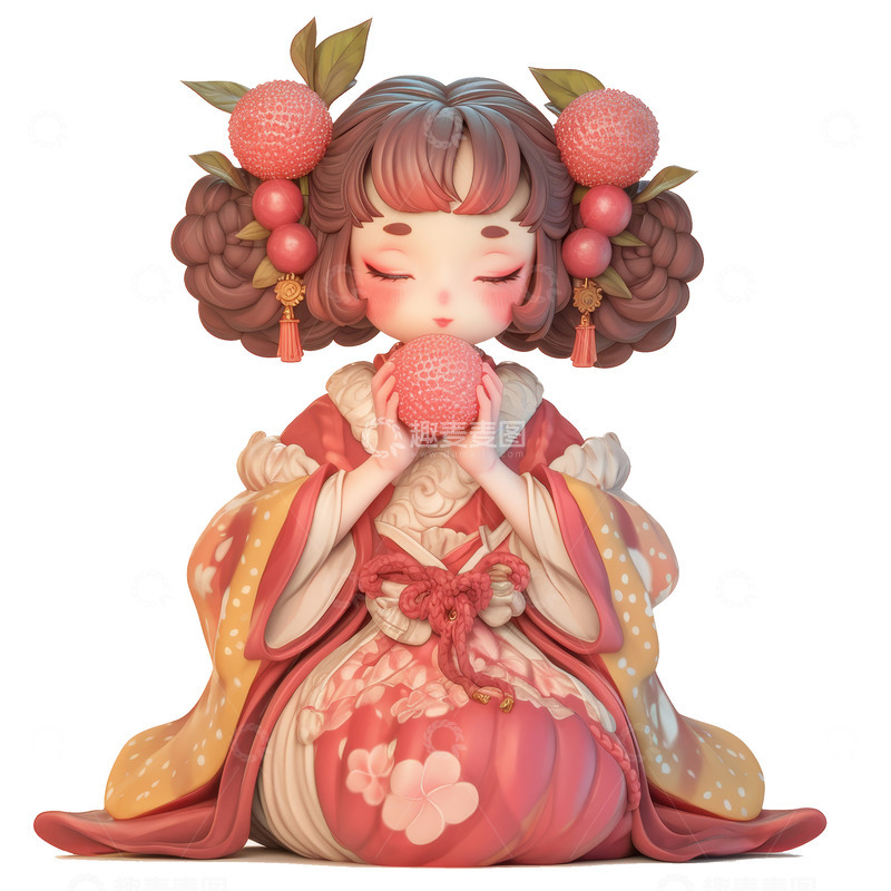 高清大图下载【趣麦麦图】卡通简约吃水果的女孩