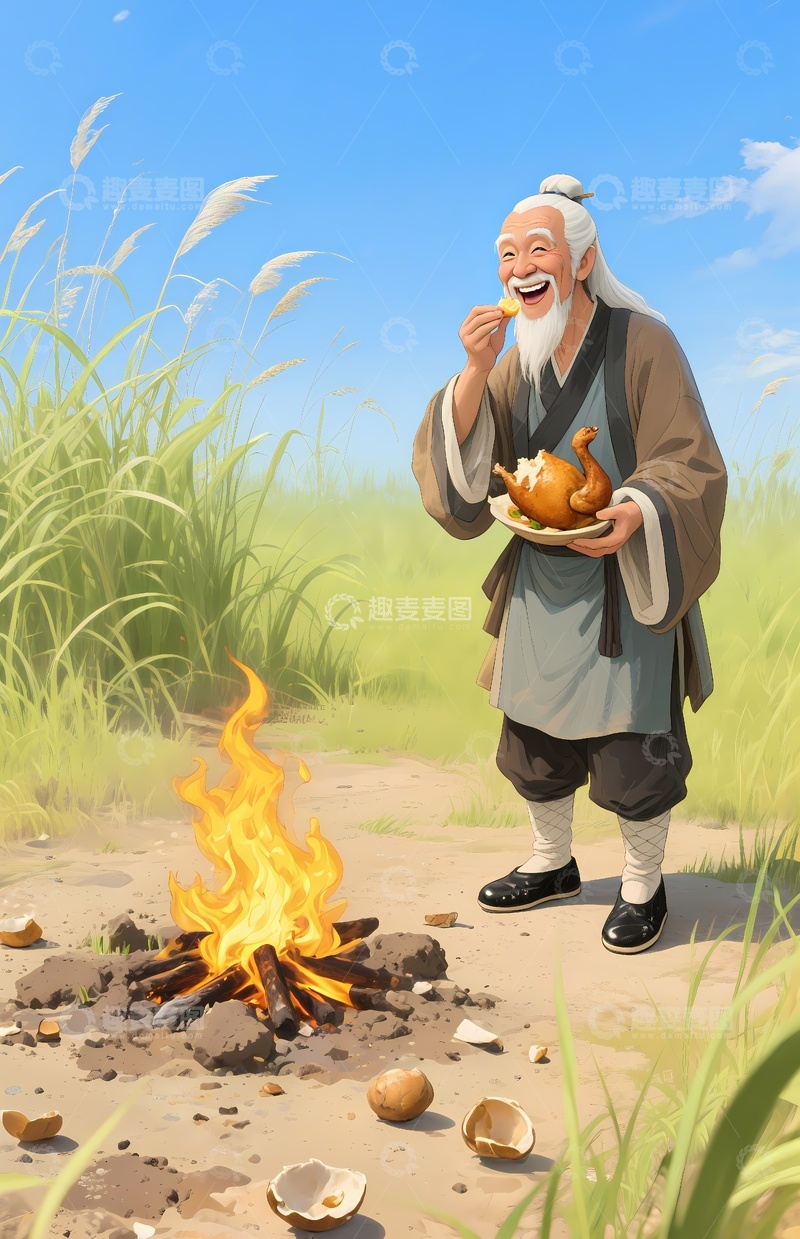 高清大图下载【趣麦麦图】洪七公叫花鸡