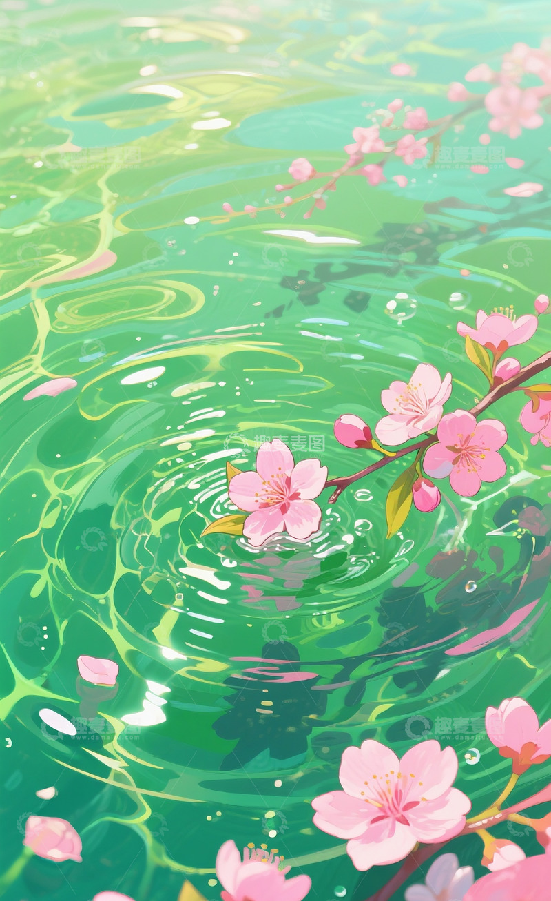 高清大图下载【趣麦麦图】-水面上的花插画123