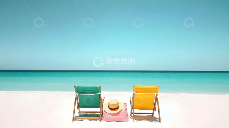 高清大图下载【趣麦麦图】文艺风大海旁的椅子摆拍