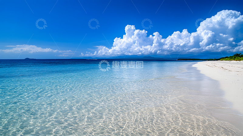 高清大图下载【趣麦麦图】夏日晴天下的大海与沙滩1