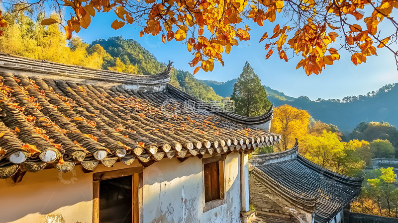 秋天乡村小镇建筑1