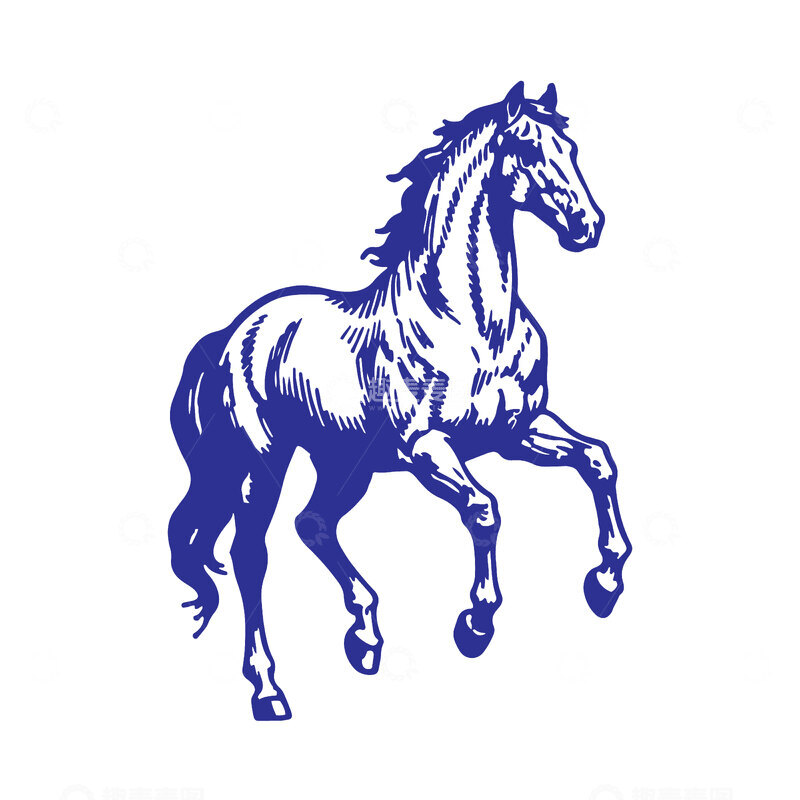 源文件下载【趣麦麦图】生肖马插画线稿版画免扣素材