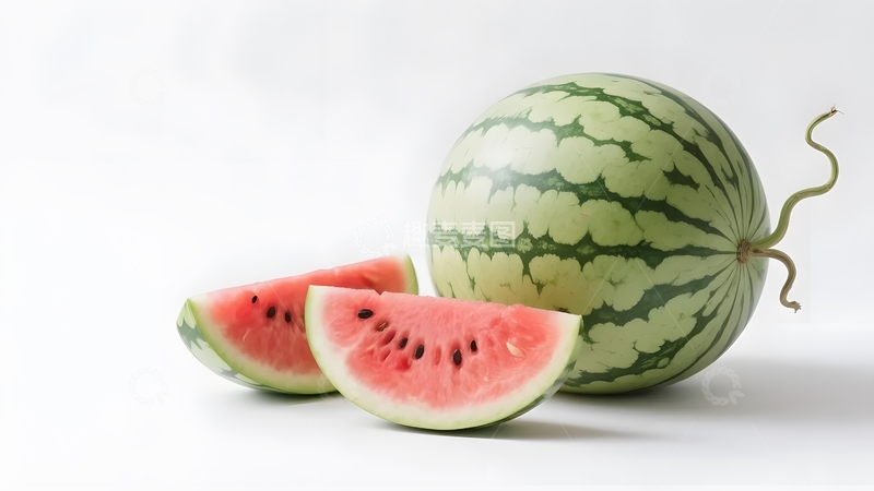 高清大图下载【趣麦麦图】西瓜整果与切片的清新1
