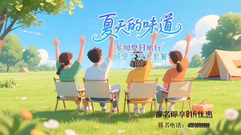 源文件下载【趣麦麦图】夏季旅行海报背景4