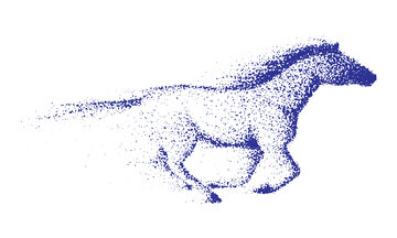 创意粒子效果生肖马插画图线稿