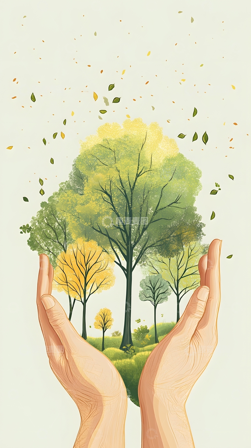 高清大图下载【趣麦麦图】手心的小树插画4