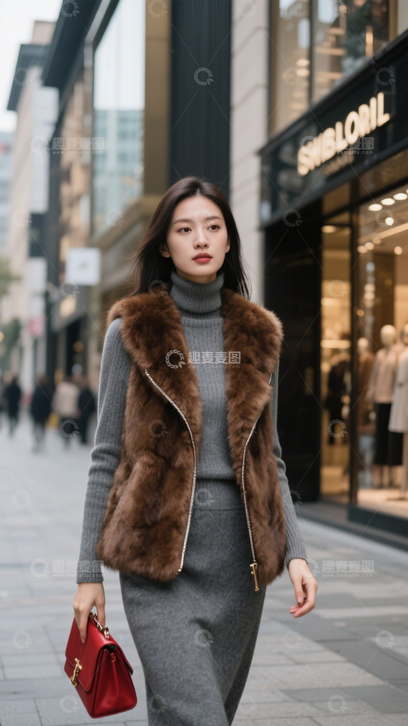 高清大图下载【趣麦麦图】皮草马甲风格多样