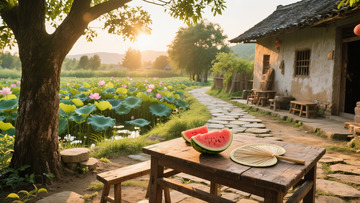 乡村庭院荷花池景色12