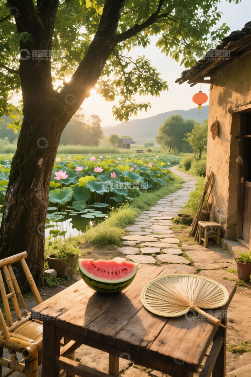 高清大图下载【趣麦麦图】乡村庭院荷花池景色12345